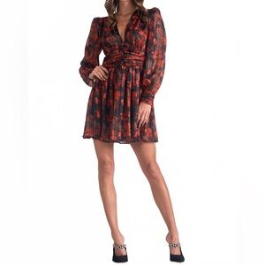 Elan Scarlet Night Long Sleeve Mini Dress